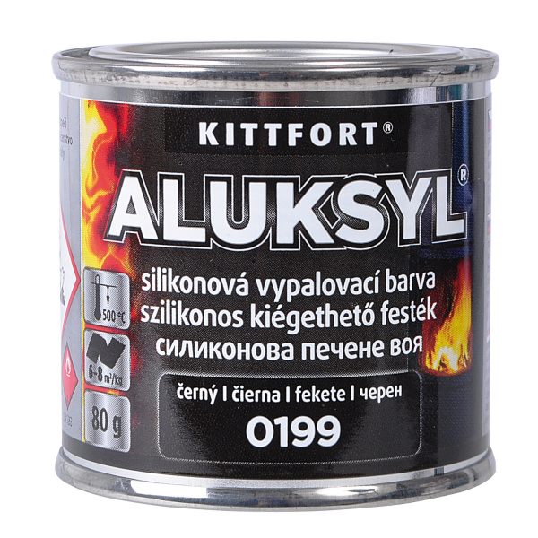 Aluksyl vypaľovacia silikónová žiaruvzdorná farba čierna 80g-image