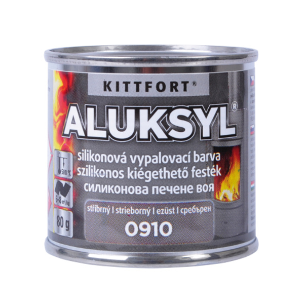 Aluksyl vypaľovacia silikónová žiaruvzdorná farba strieborná 80g-image