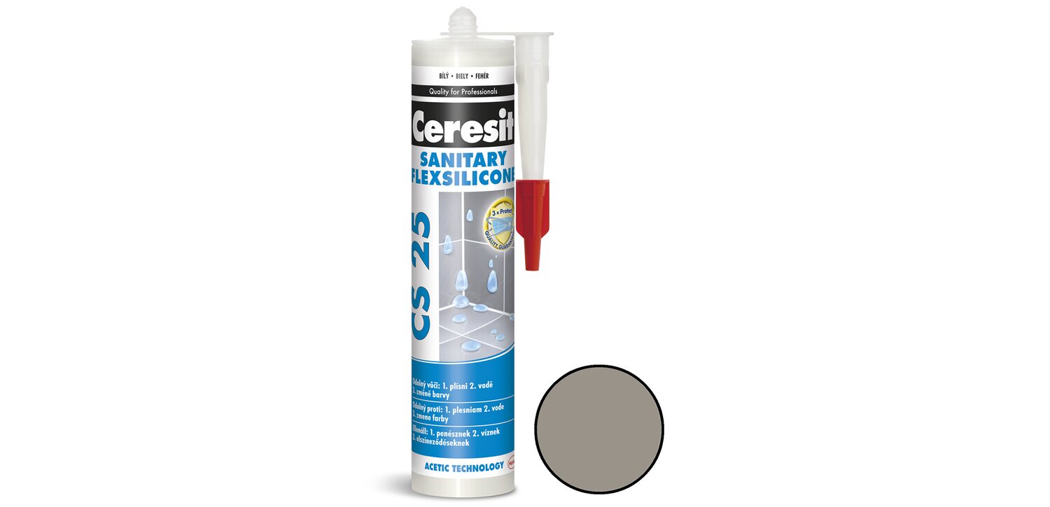 Ceresit Sanitárny silikón CS 25, 280 ml - Cementgray-image